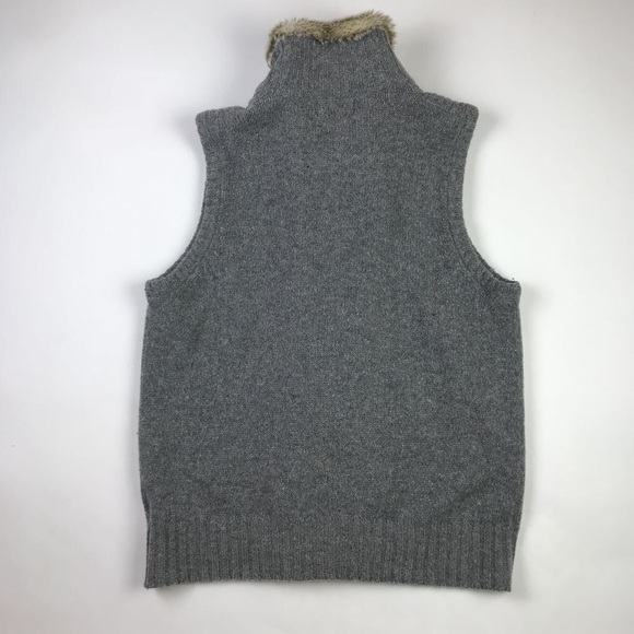Eddie Bauer Mens Turtleneck Vest Gray Faux Fur L - Picture 2 of 4